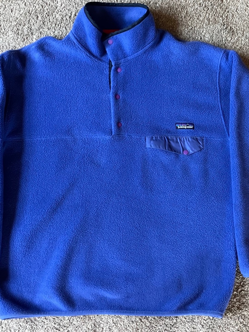 Men’s Patagonia Synchilla 3/4 Snap Fleece | Blue w/ Purple Accents | Size L